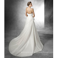 Pleated Strapless A Line Wedding Dress with Side Flower